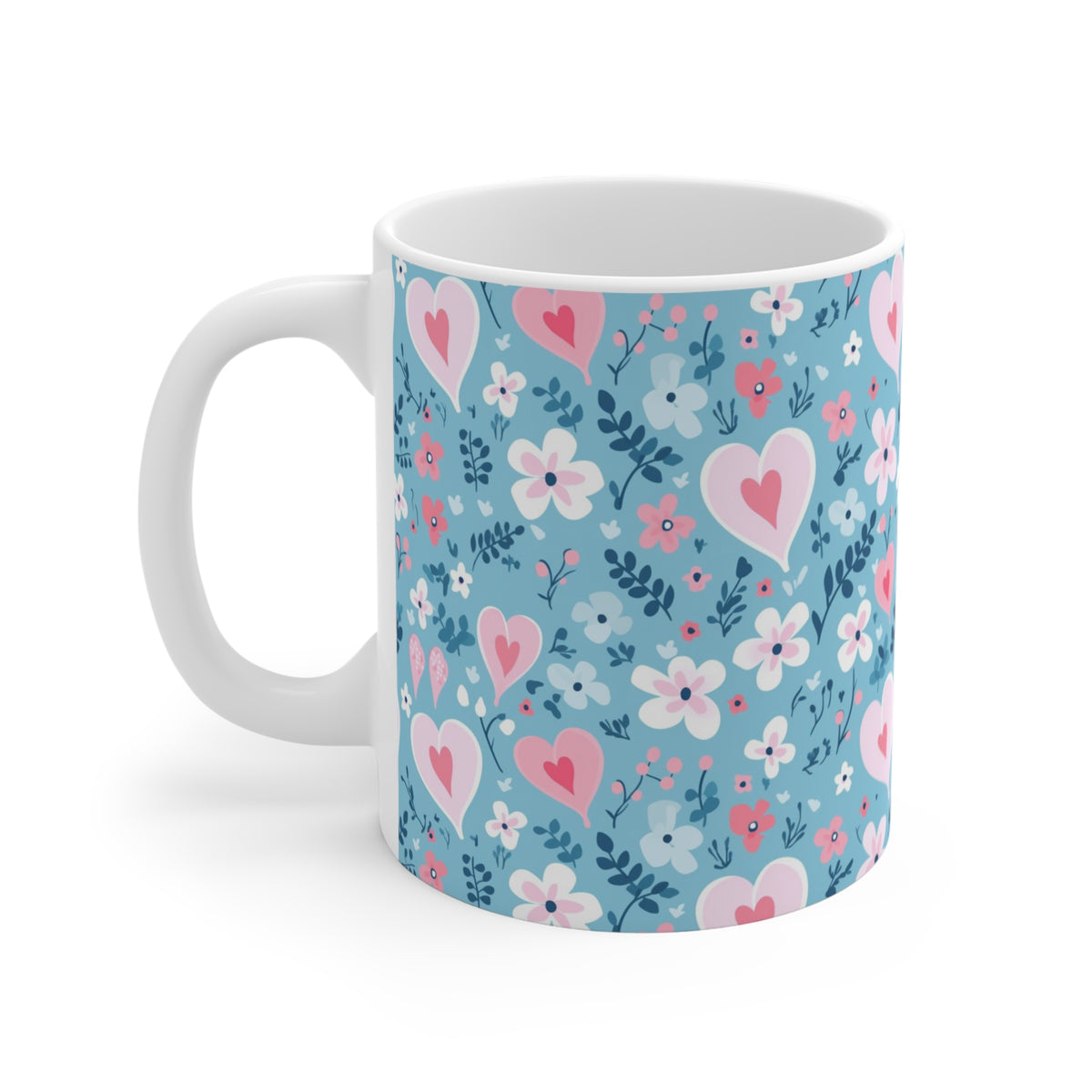 Colorful Heart Design Coffee Mug - Endless Love Pattern Ceramic Cup 714