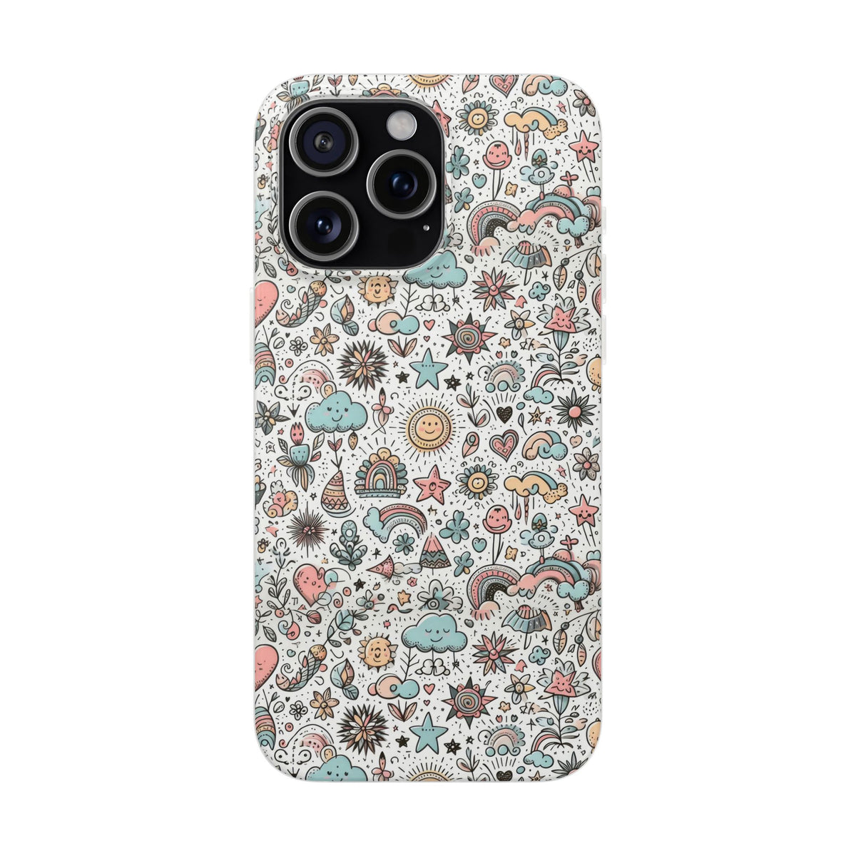 Pastel Doodle Pattern Phone Case – A Playful Touch of Elegance