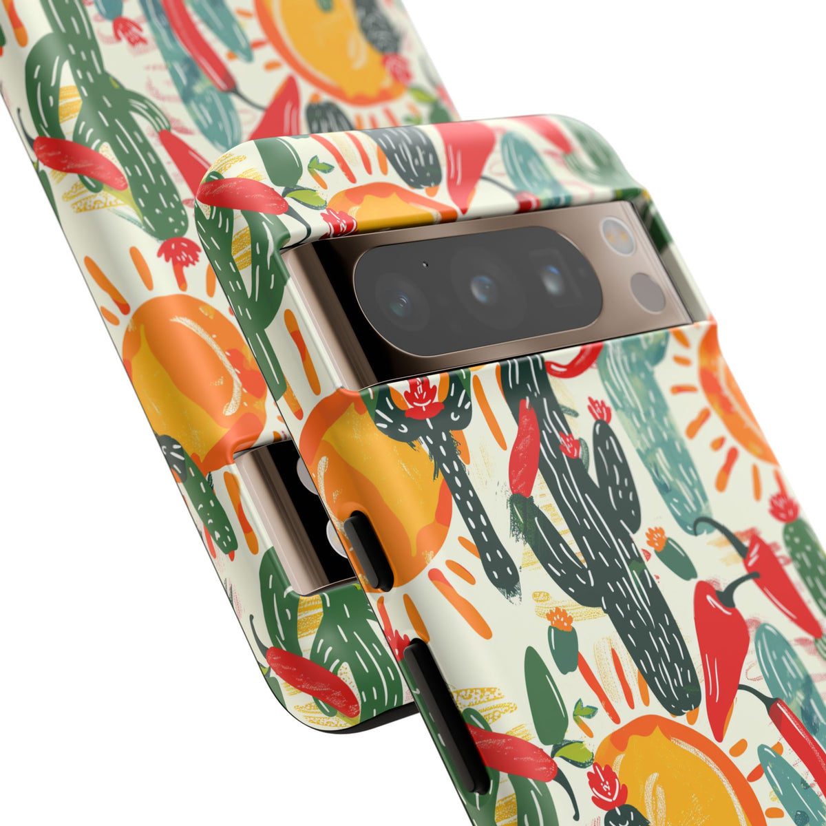 Cactuses, Peppers & Sun Pattern Phone Case – Vibrant Summer Design for Stylish Protection 2