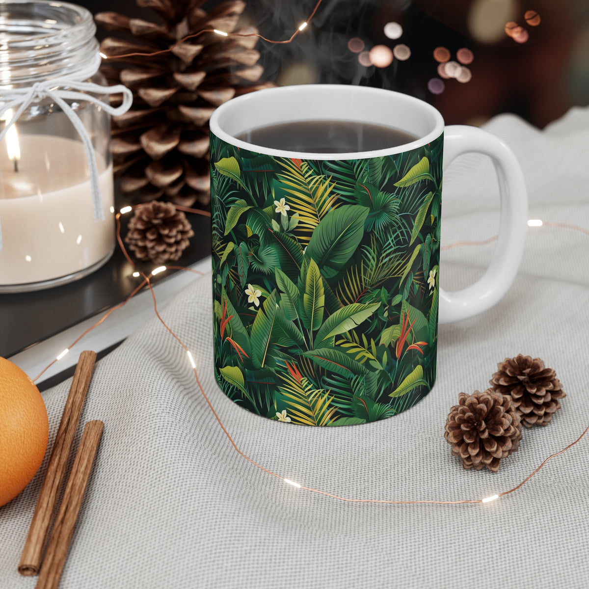 Endless Forest Pattern Coffee Mug - Nature-Inspired Ceramic Drinkware 411