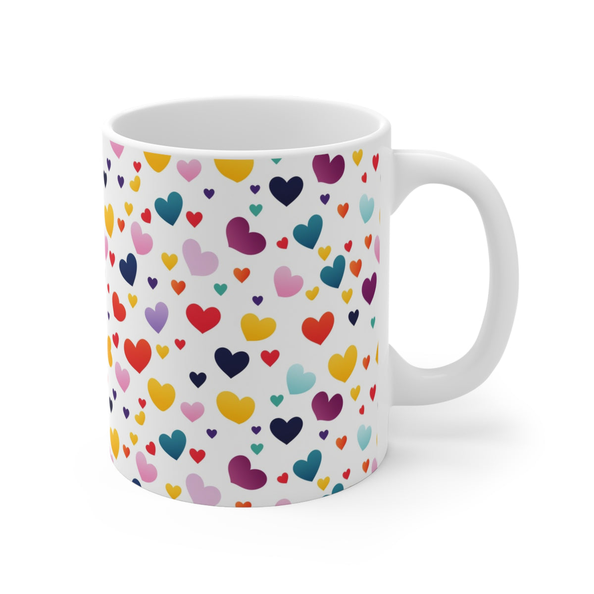 Colorful Heart Design Coffee Mug - Endless Love Pattern Ceramic Cup 203