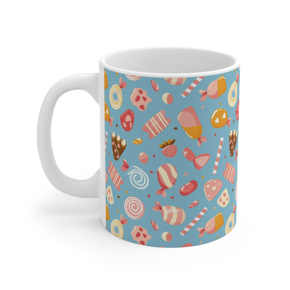 Colorful All-Over Candy Theme Coffee Mug Fun Ceramic Drinkware 217