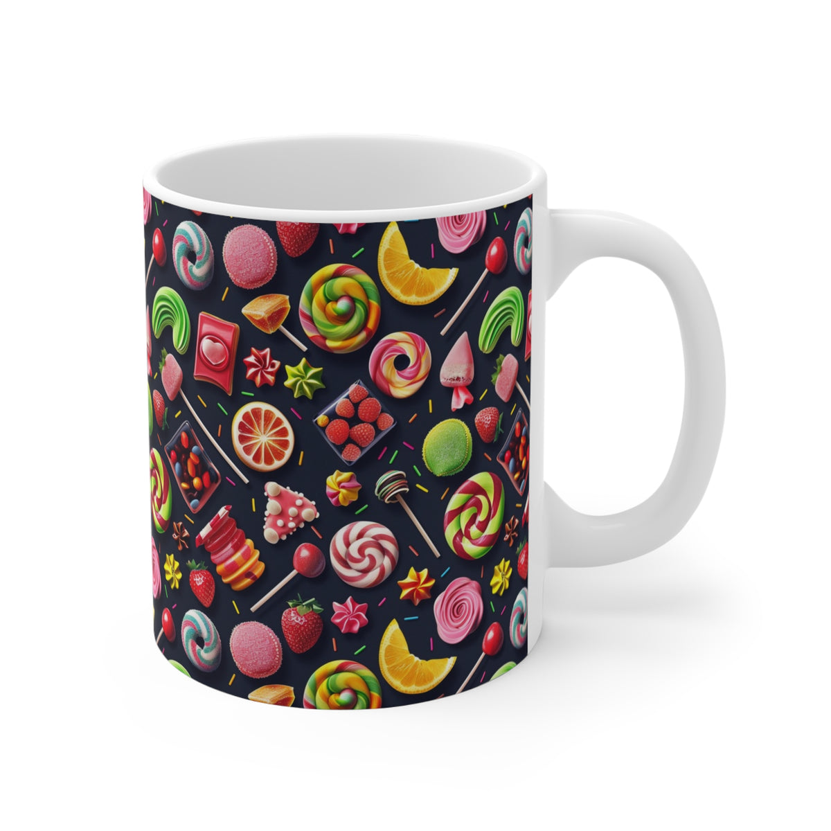 Colorful All-Over Candy Theme Coffee Mug Fun Ceramic Drinkware 494