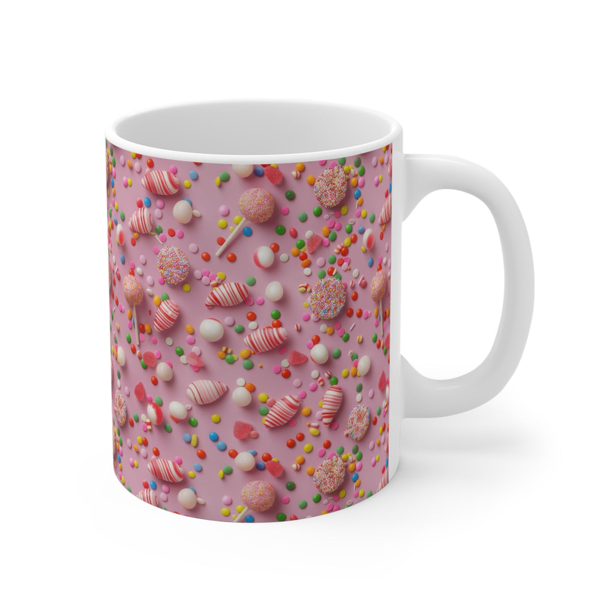 Colorful All-Over Candy Theme Coffee Mug Fun Ceramic Drinkware 385