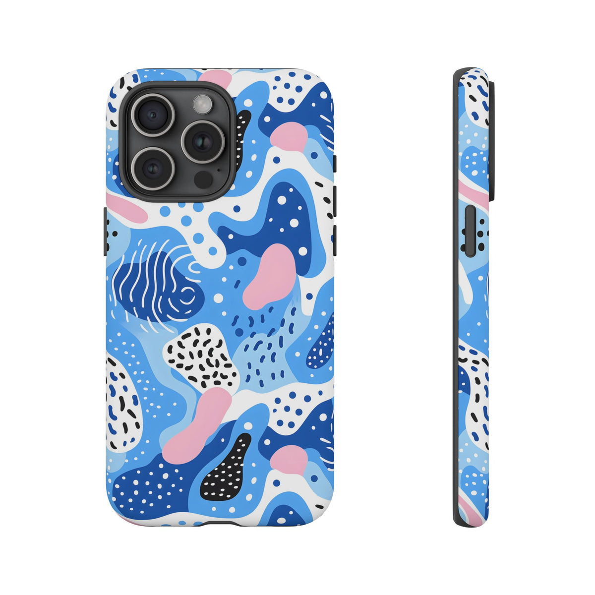 Abstract Baby Blue Memphis Design Phone Case – Sleek and Contemporary Artistry