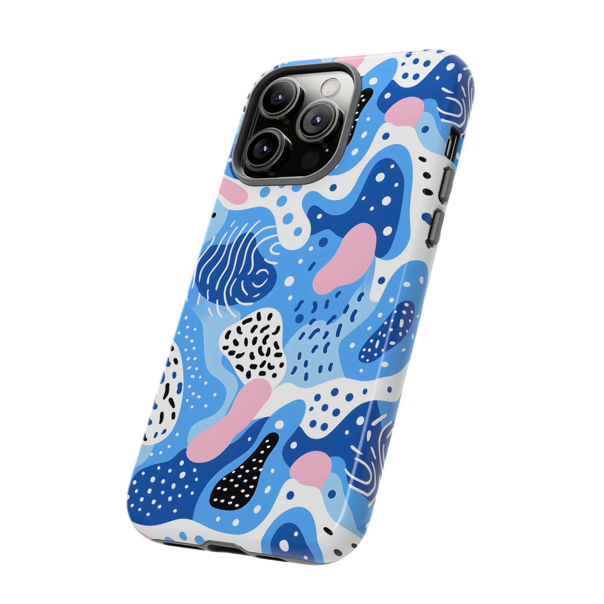 Abstract Baby Blue Memphis Design Phone Case – Sleek and Contemporary Artistry