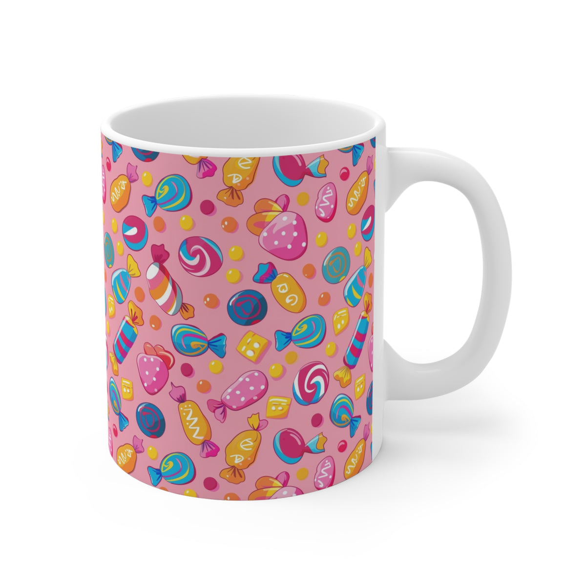 Colorful All-Over Candy Theme Coffee Mug Fun Ceramic Drinkware 468