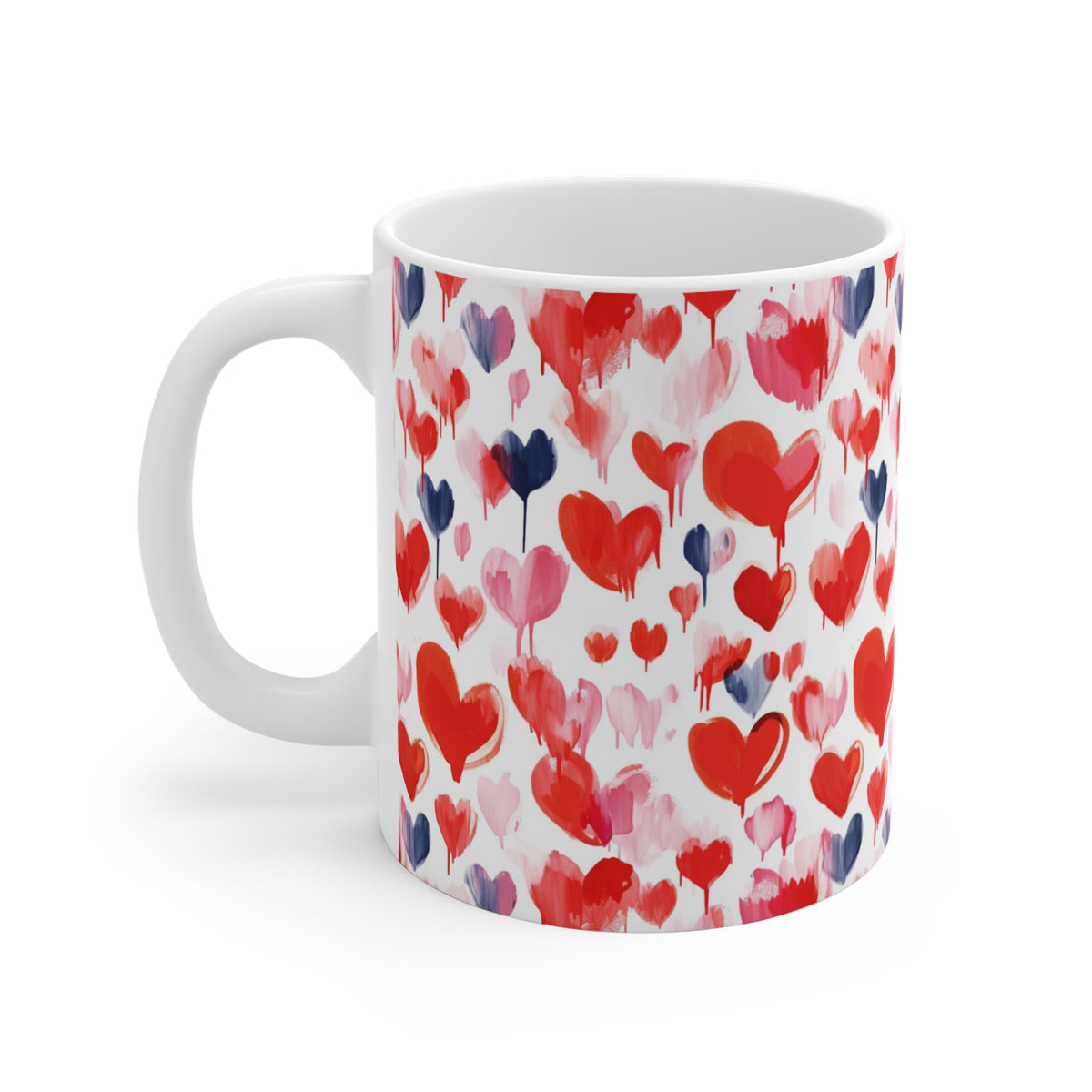 Colorful Heart Design Coffee Mug - Endless Love Pattern Ceramic Cup 789