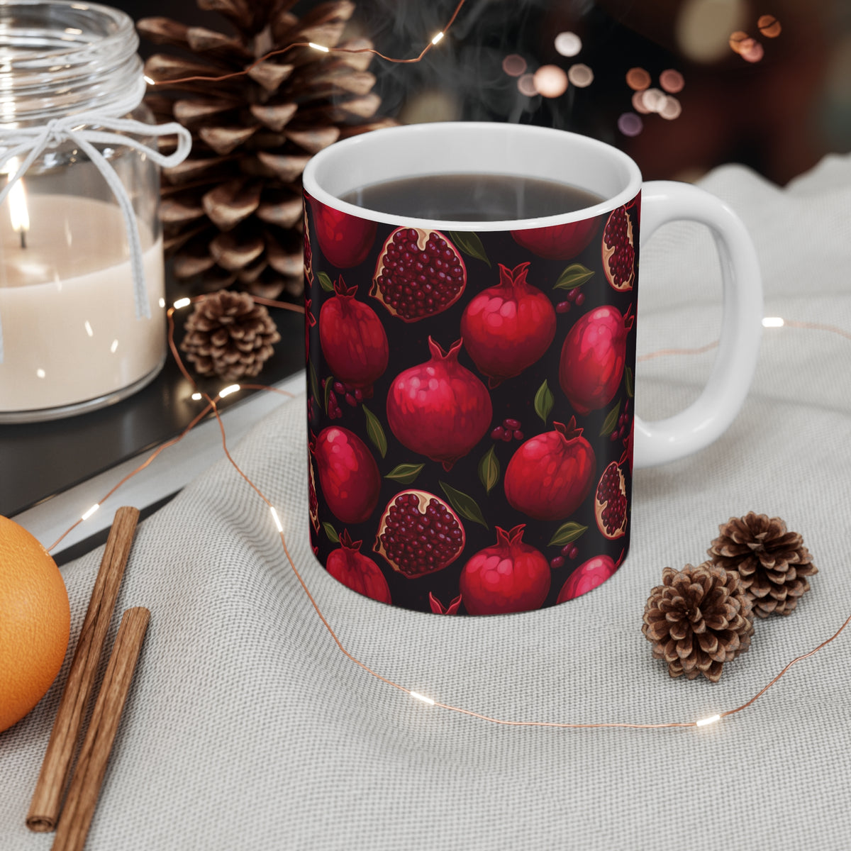 Vibrant Infinite Fruit Pattern Coffee Mug - Unique Ceramic Drinkware 984