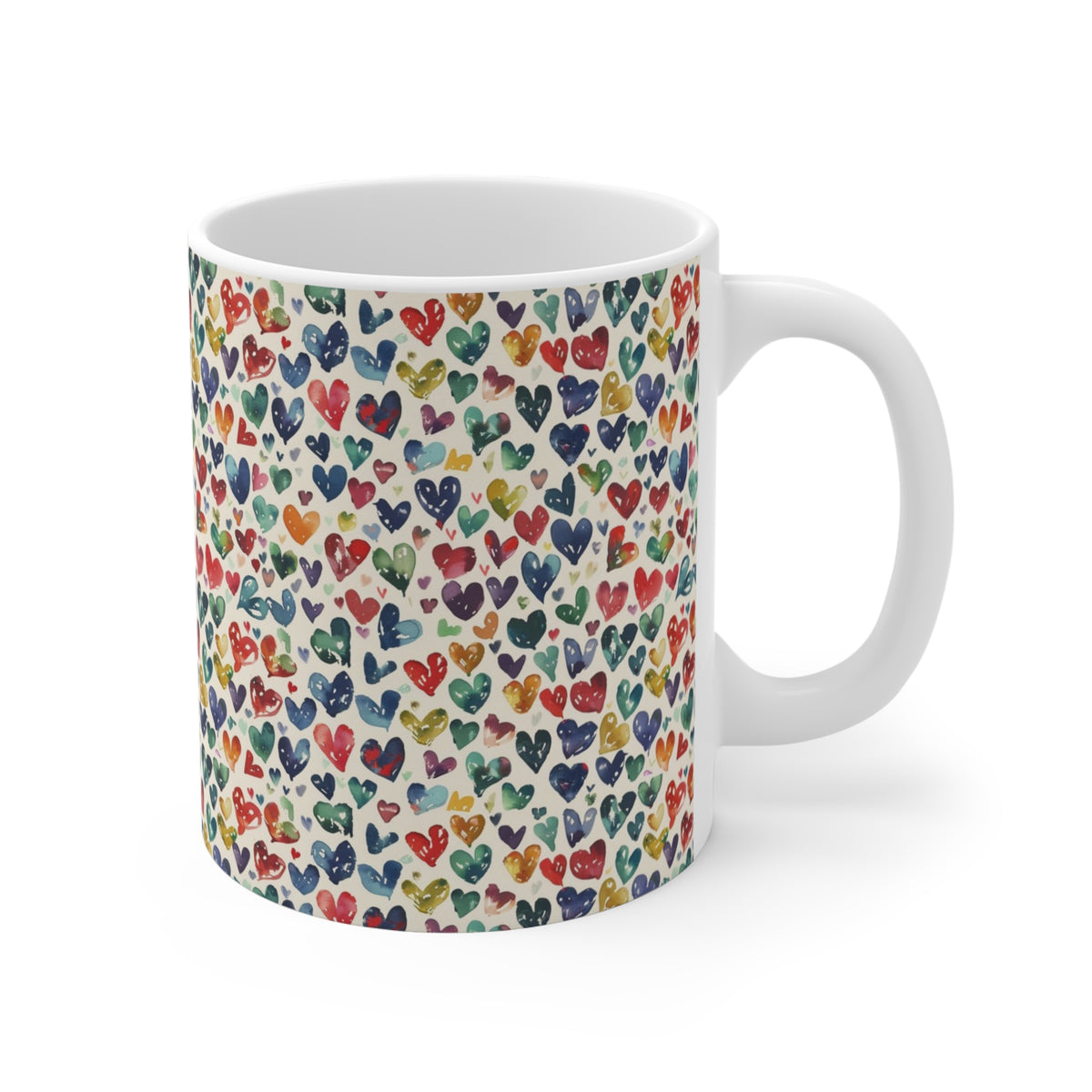 Colorful Heart Design Coffee Mug - Endless Love Pattern Ceramic Cup 850