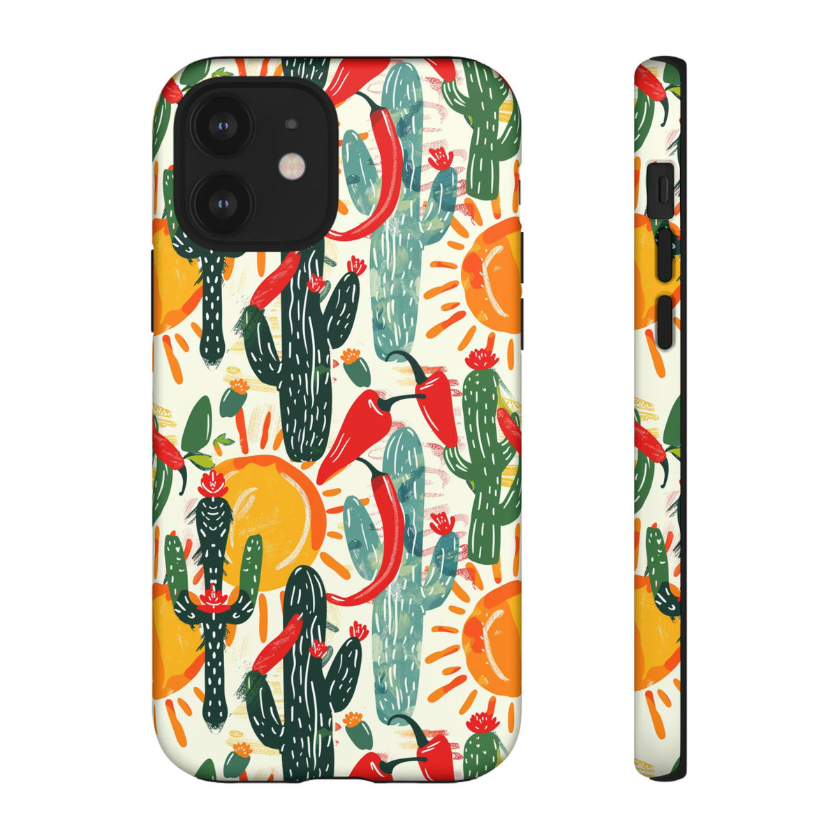 Cactuses, Peppers & Sun Pattern Phone Case – Vibrant Summer Design for Stylish Protection 2