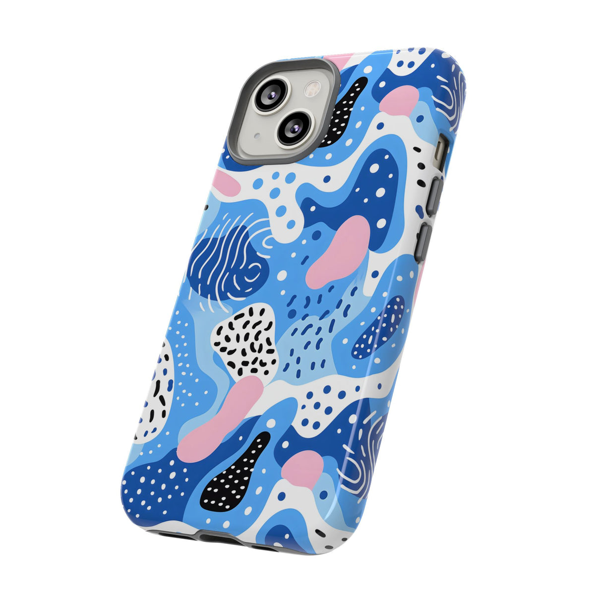 Abstract Baby Blue Memphis Design Phone Case – Sleek and Contemporary Artistry