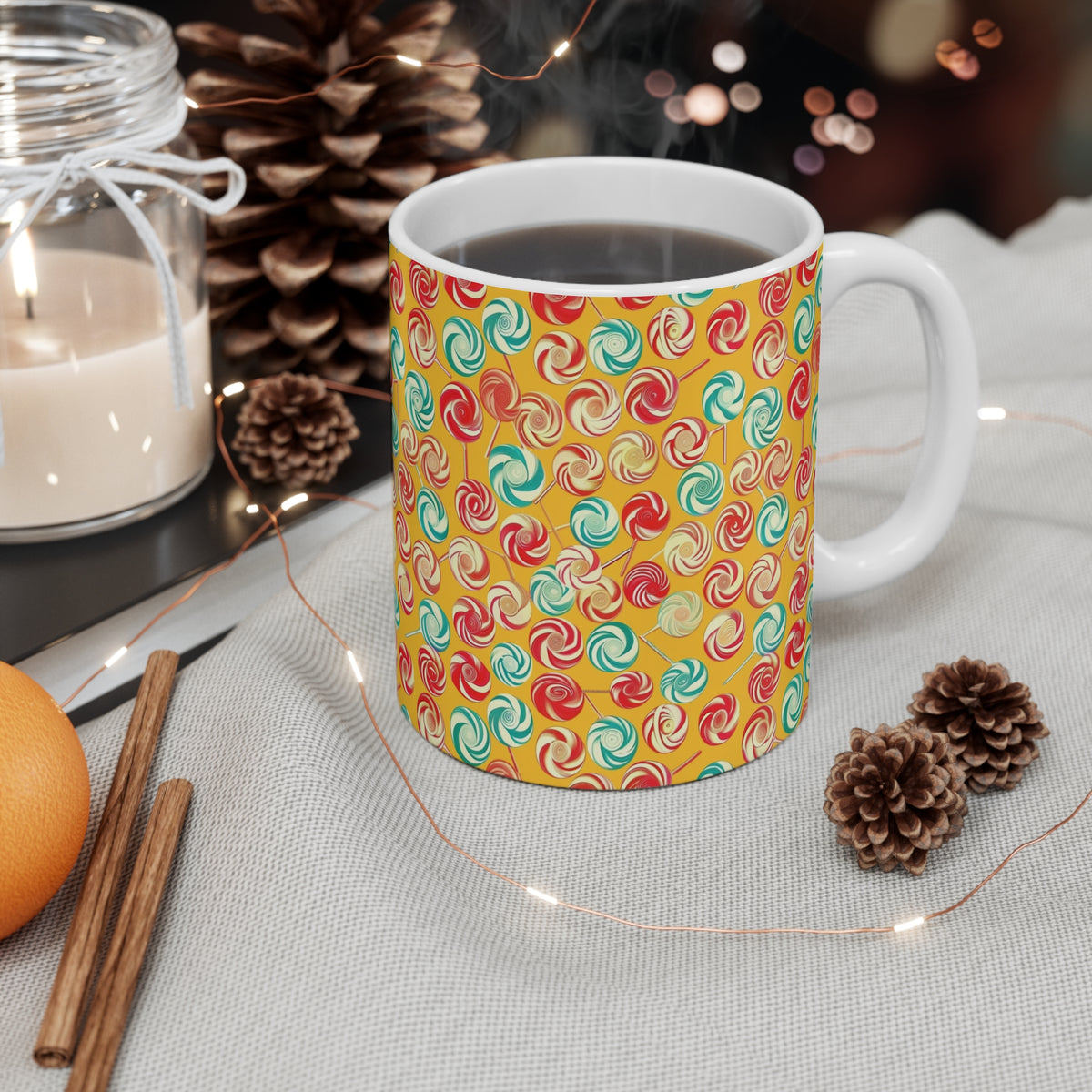 Colorful All-Over Candy Theme Coffee Mug Fun Ceramic Drinkware 436