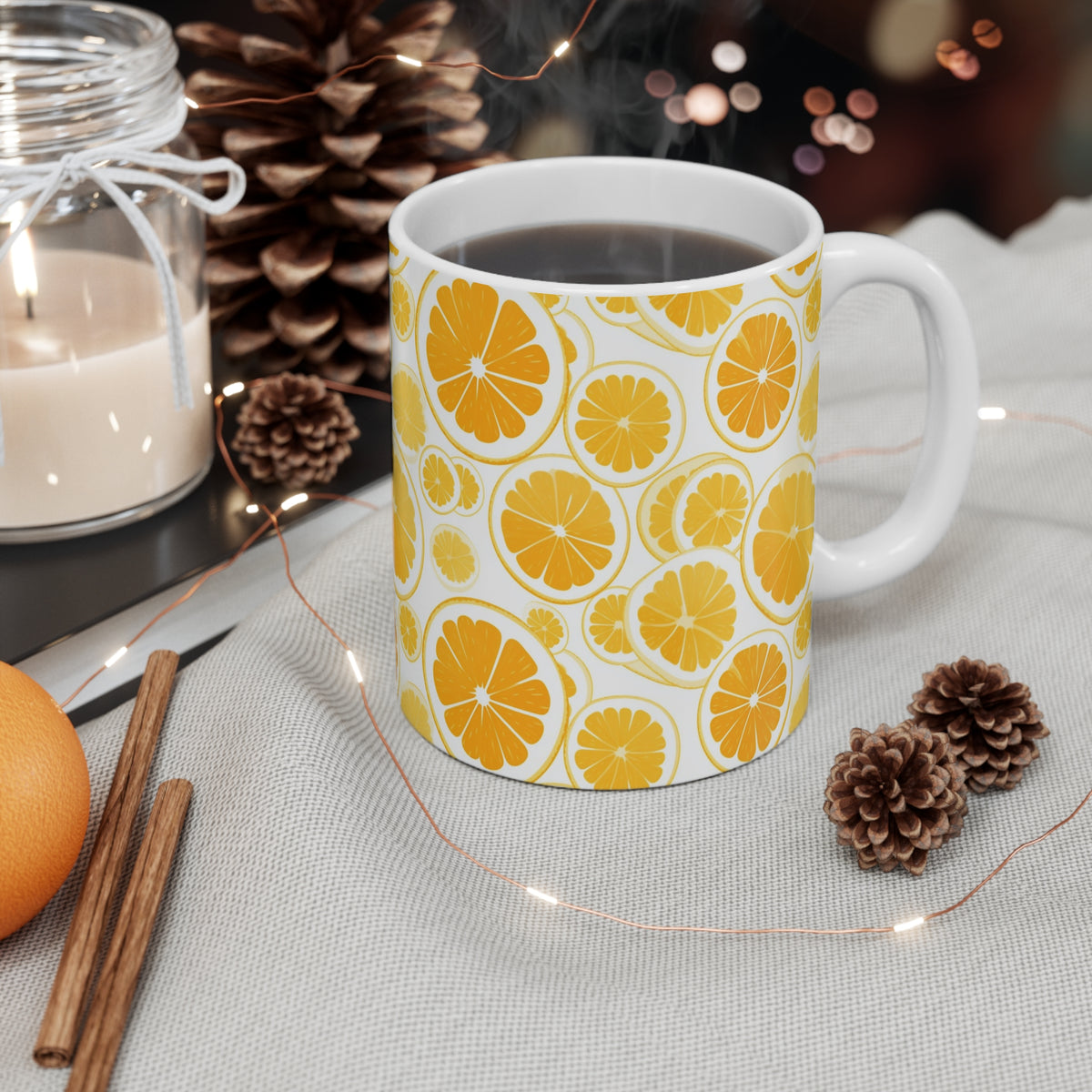 Vibrant Infinite Fruit Pattern Coffee Mug - Unique Ceramic Drinkware 924