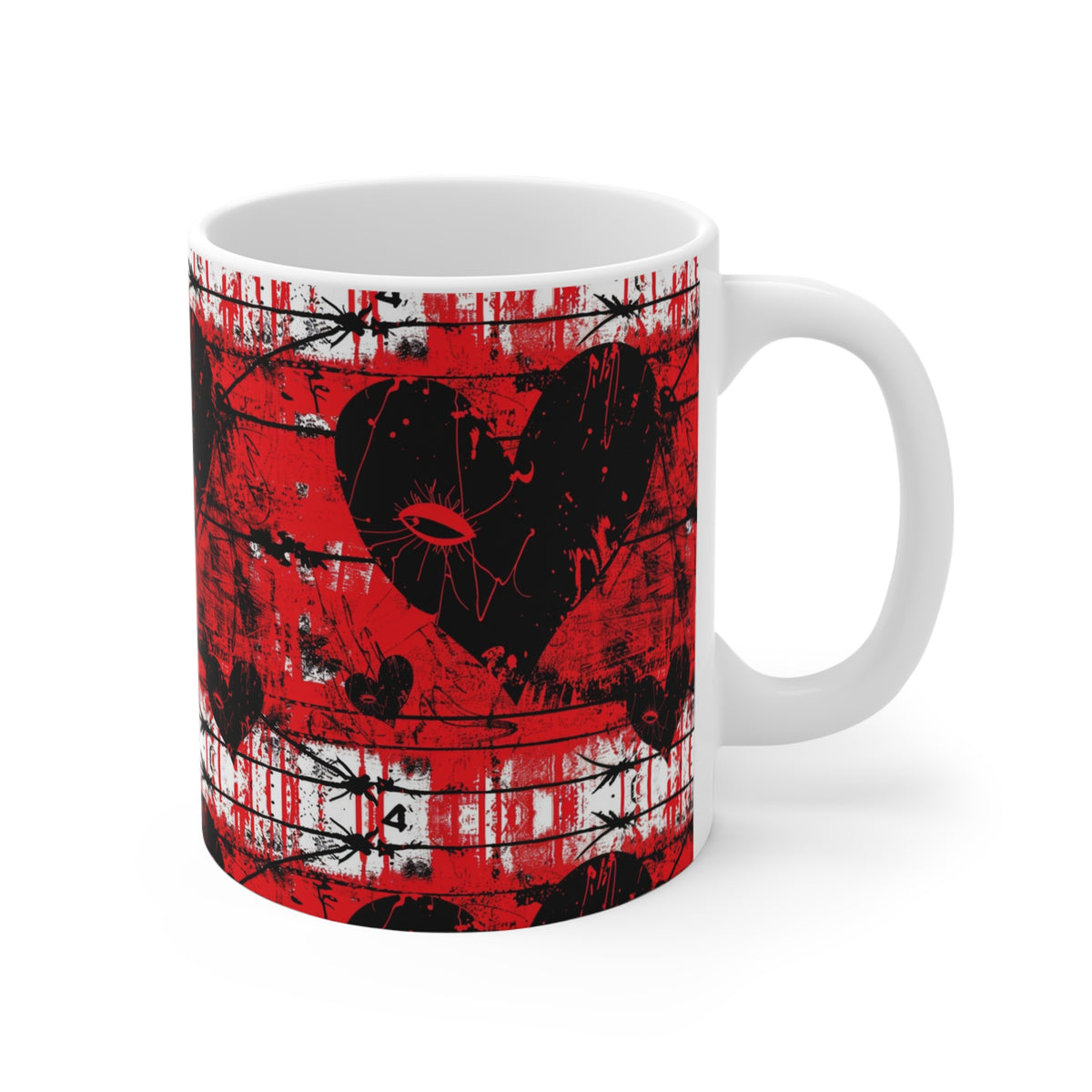 Colorful Heart Design Coffee Mug - Endless Love Pattern Ceramic Cup 1004