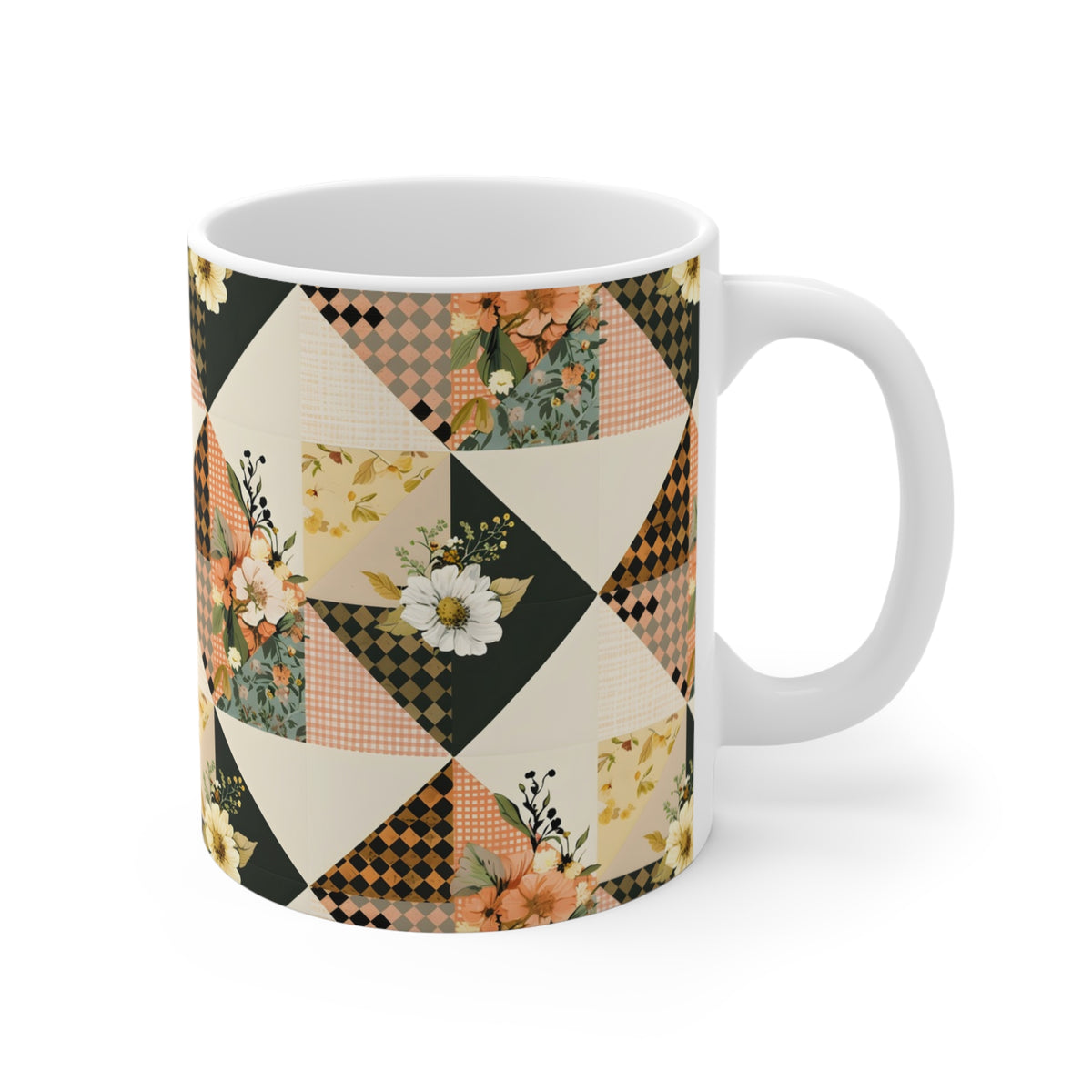 Farmhouse Patchwork Pastel Quilt Pattern Coffee Cup  (15)