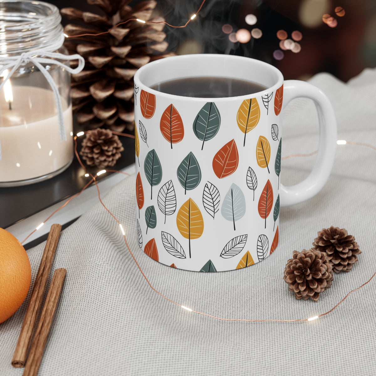 Botanical Foliage Autumn Leaf Pattern Coffee Cup  (3)