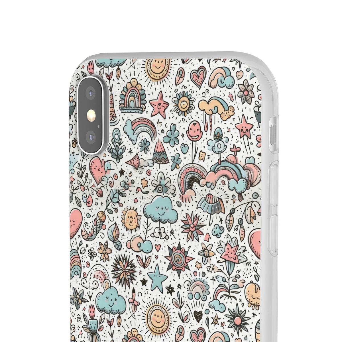 Pastel Doodle Pattern Phone Case – A Playful Touch of Elegance