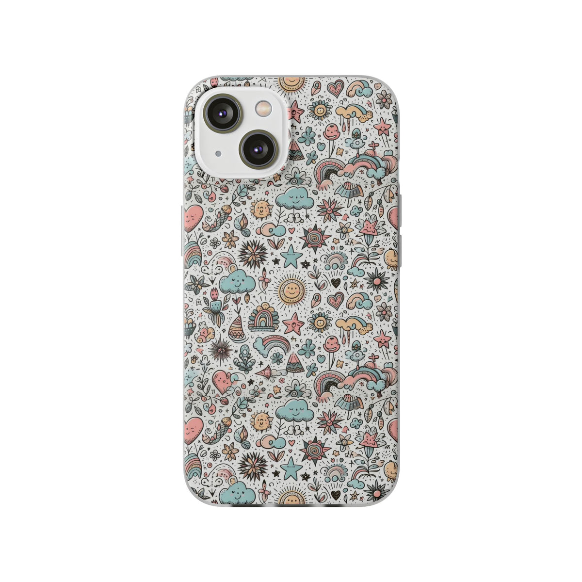 Pastel Doodle Pattern Phone Case – A Playful Touch of Elegance