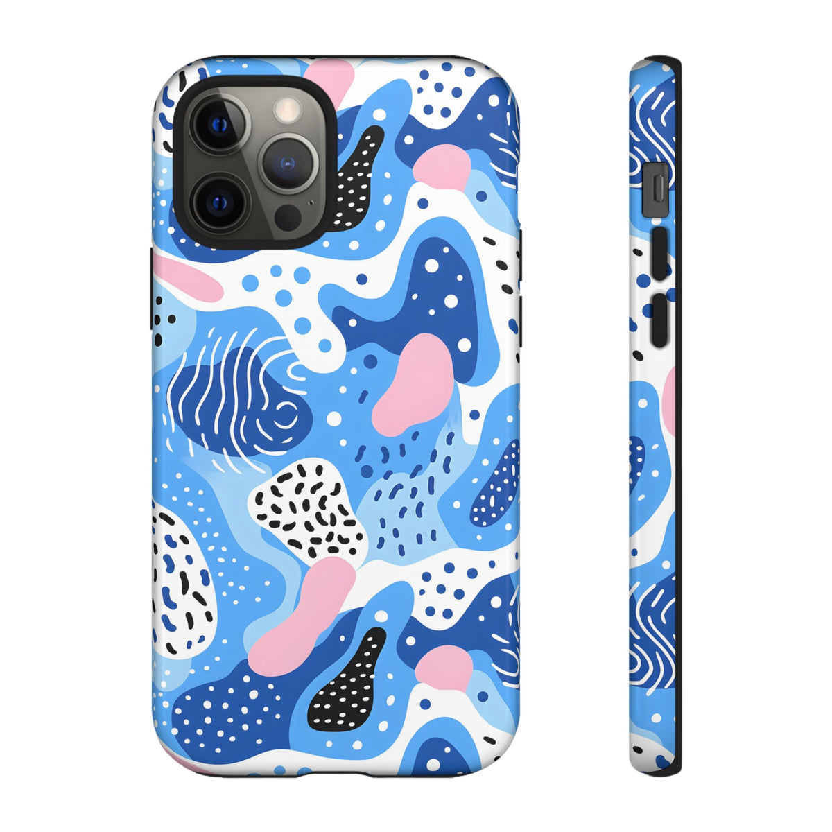 Abstract Baby Blue Memphis Design Phone Case – Sleek and Contemporary Artistry