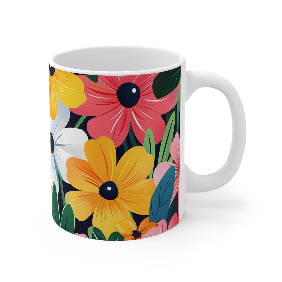 Colorful Spring Flower Pattern Ceramic Coffee Mug  (8)