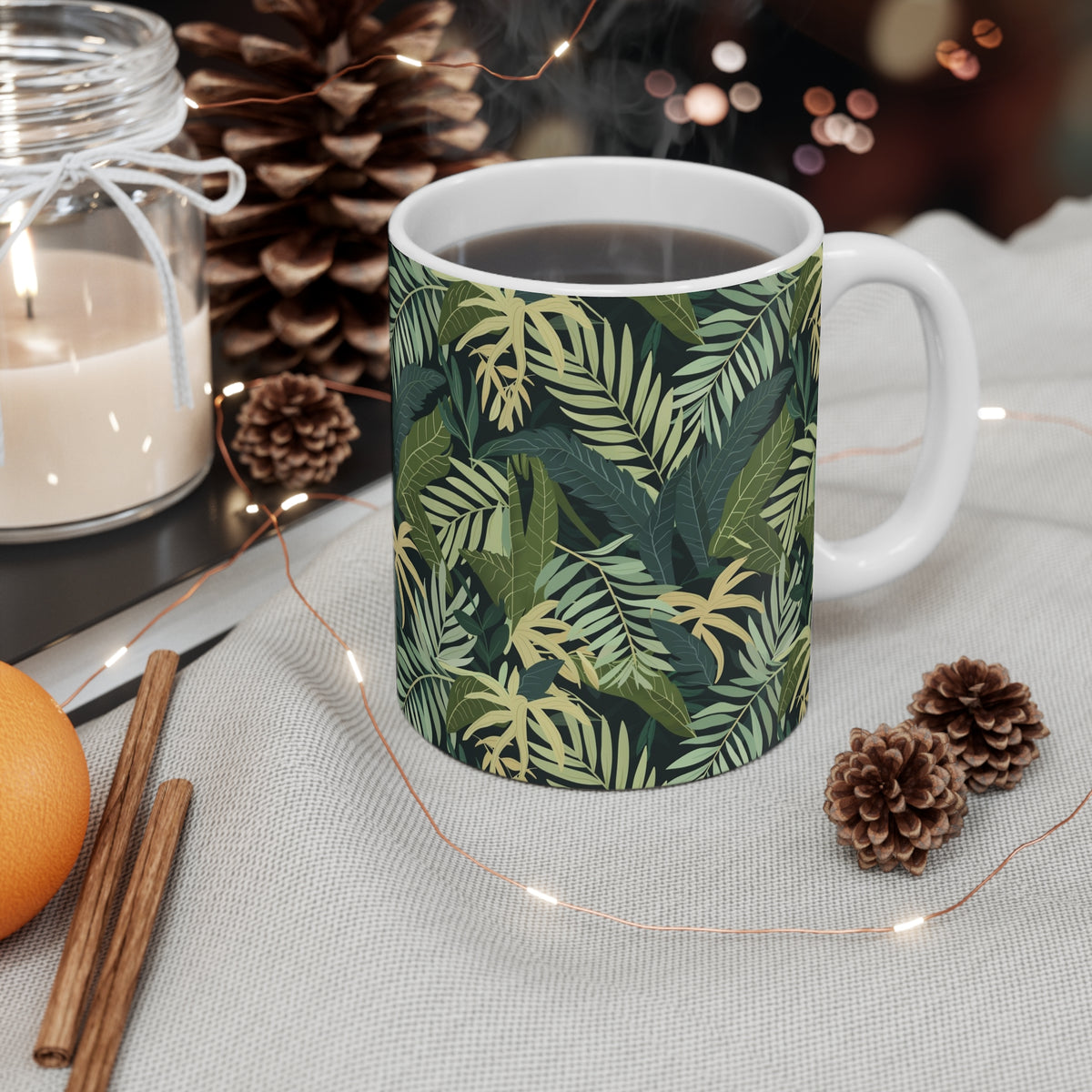 Endless Forest Pattern Coffee Mug - Nature-Inspired Ceramic Drinkware 093