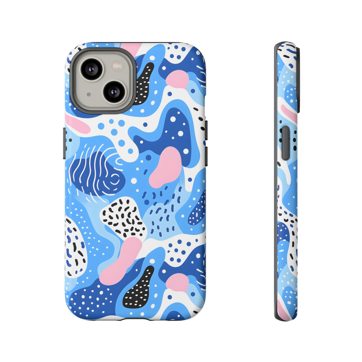 Abstract Baby Blue Memphis Design Phone Case – Sleek and Contemporary Artistry