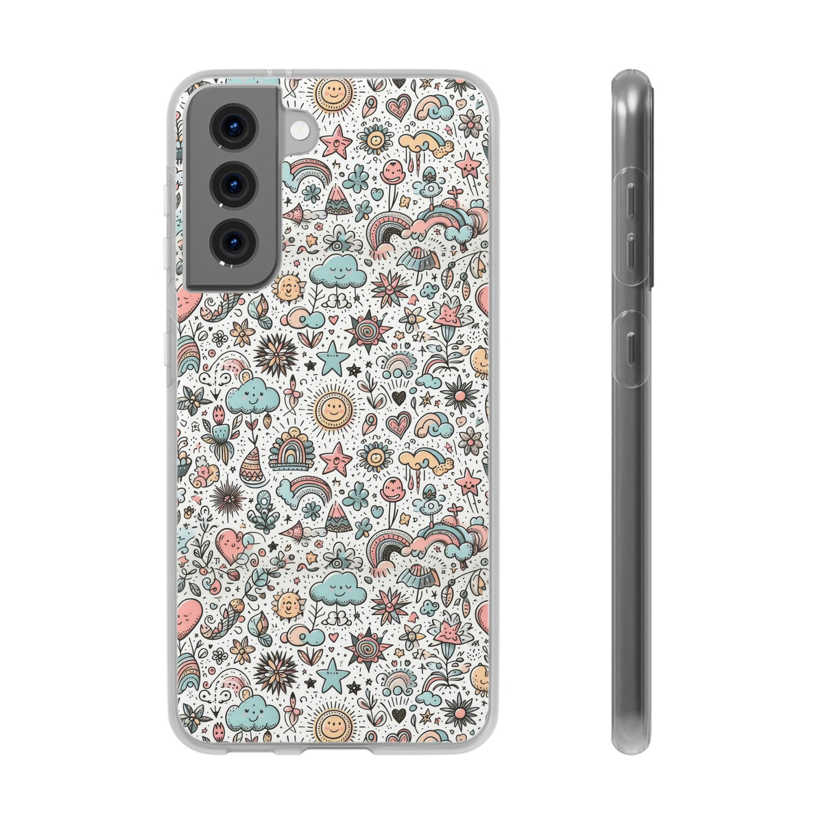 Pastel Doodle Pattern Phone Case – A Playful Touch of Elegance