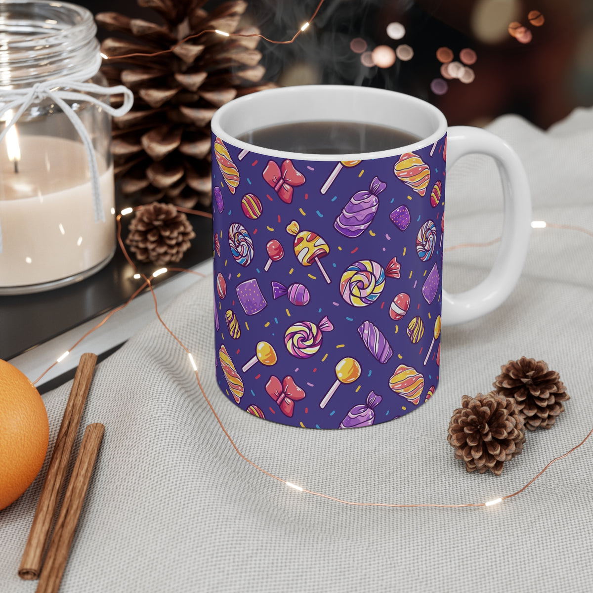 Colorful All-Over Candy Theme Coffee Mug Fun Ceramic Drinkware 232