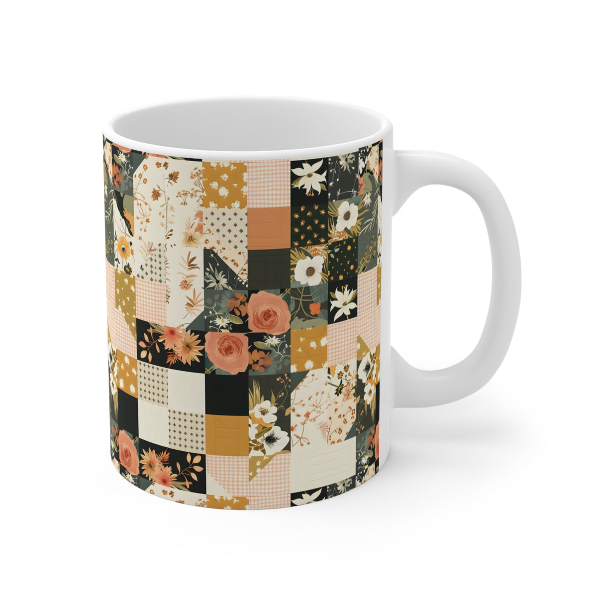 Farmhouse Patchwork Pastel Quilt Pattern Coffee Cup  (11)