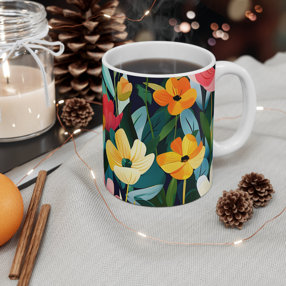 Colorful Spring Flower Pattern Ceramic Coffee Mug  (12)