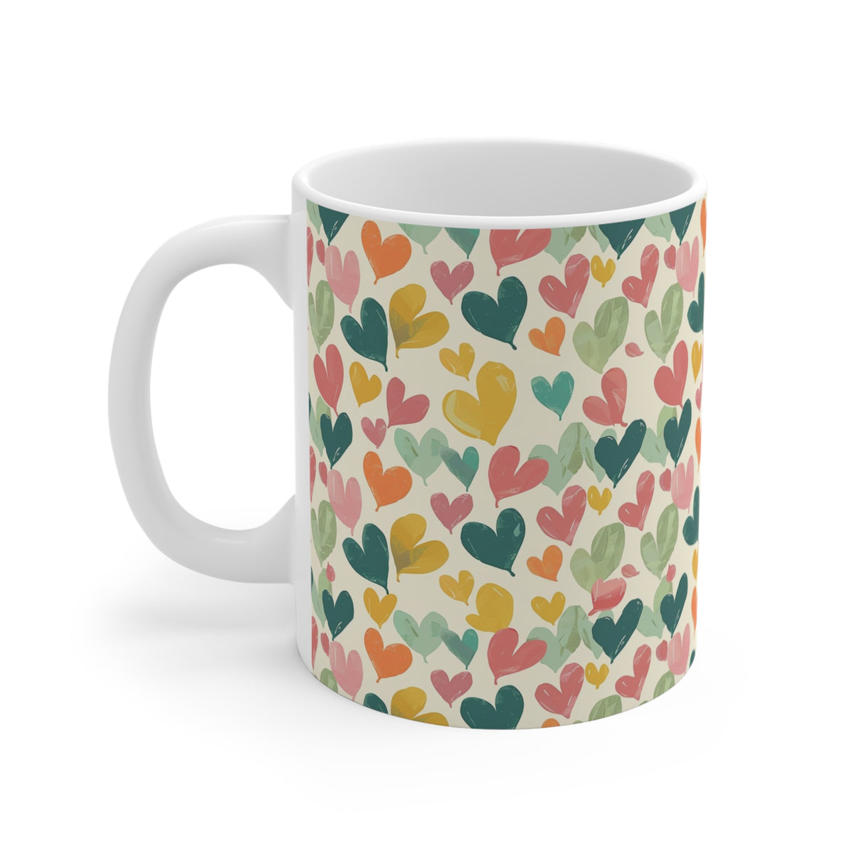Colorful Heart Design Coffee Mug - Endless Love Pattern Ceramic Cup 831