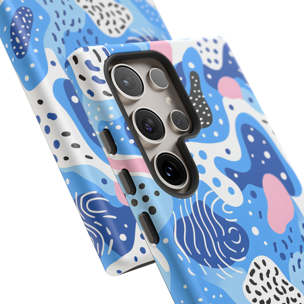 Abstract Baby Blue Memphis Design Phone Case – Sleek and Contemporary Artistry