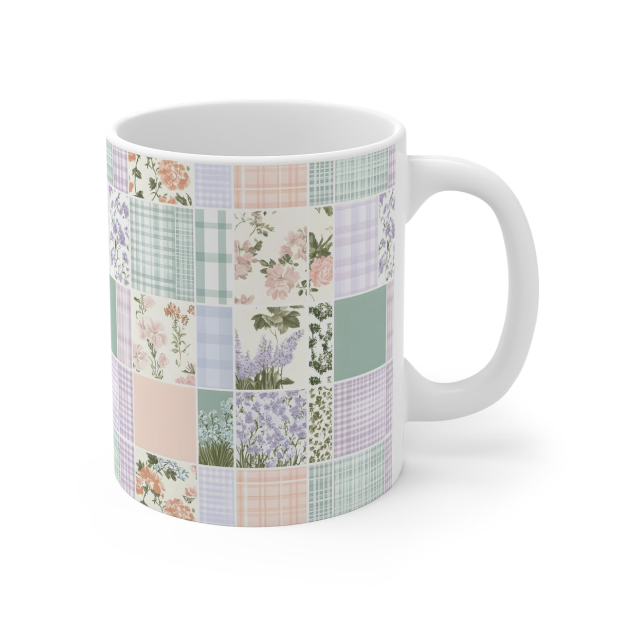 Farmhouse Patchwork Pastel Pattern Coffee Cup  (2)