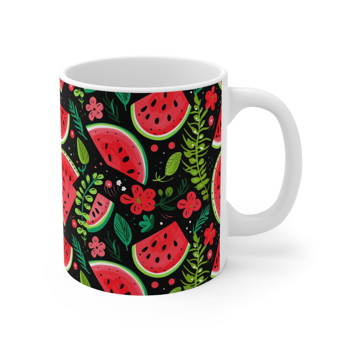 Vibrant Infinite Fruit Pattern Coffee Mug - Unique Ceramic Drinkware 879