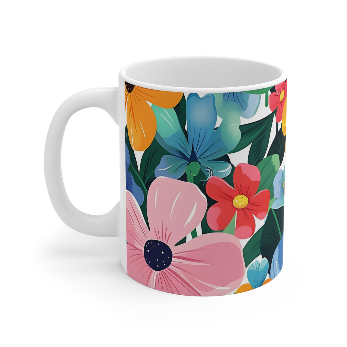 Colorful Spring Flower Pattern Ceramic Coffee Mug  (4)