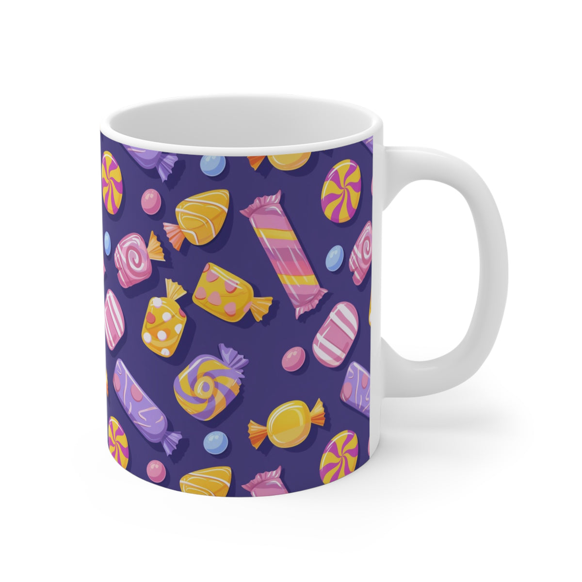 Colorful All-Over Candy Theme Coffee Mug Fun Ceramic Drinkware 099