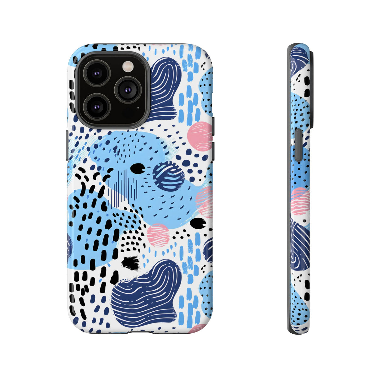 Abstract Baby Blue Memphis Design Phone Case – Sleek and Contemporary Artistry 3