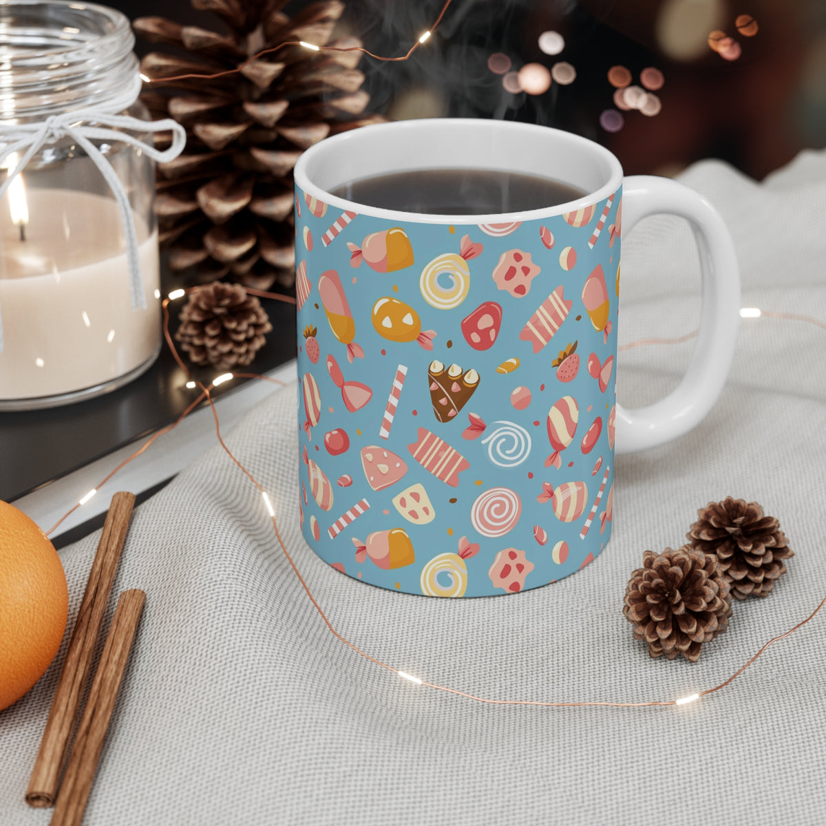 Colorful All-Over Candy Theme Coffee Mug Fun Ceramic Drinkware 217