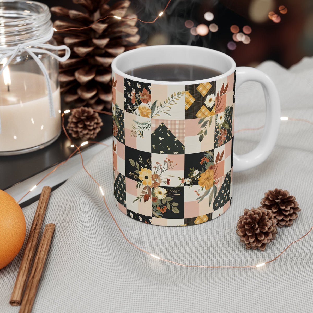 Farmhouse Patchwork Pastel Quilt Pattern Coffee Cup  (3)