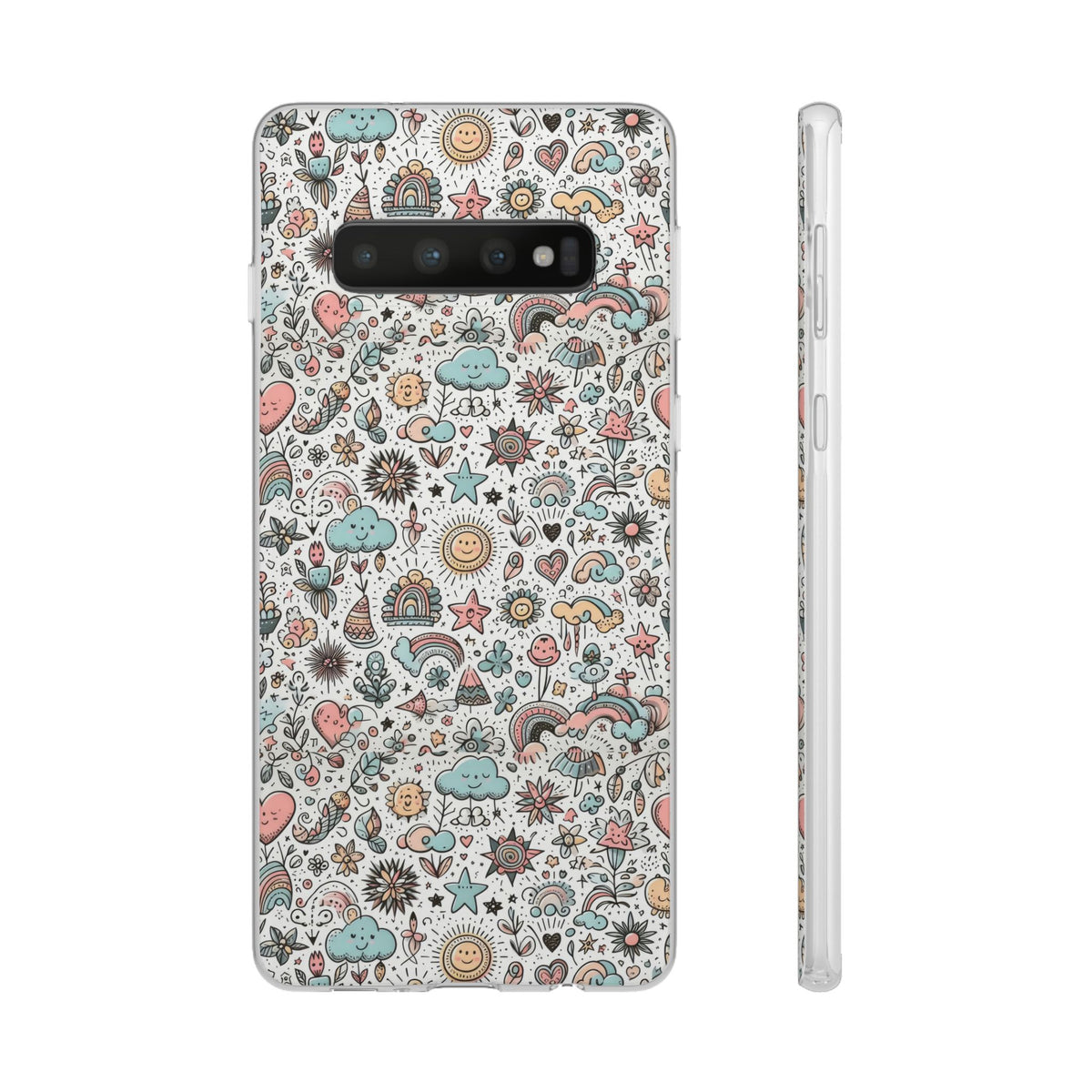 Pastel Doodle Pattern Phone Case – A Playful Touch of Elegance