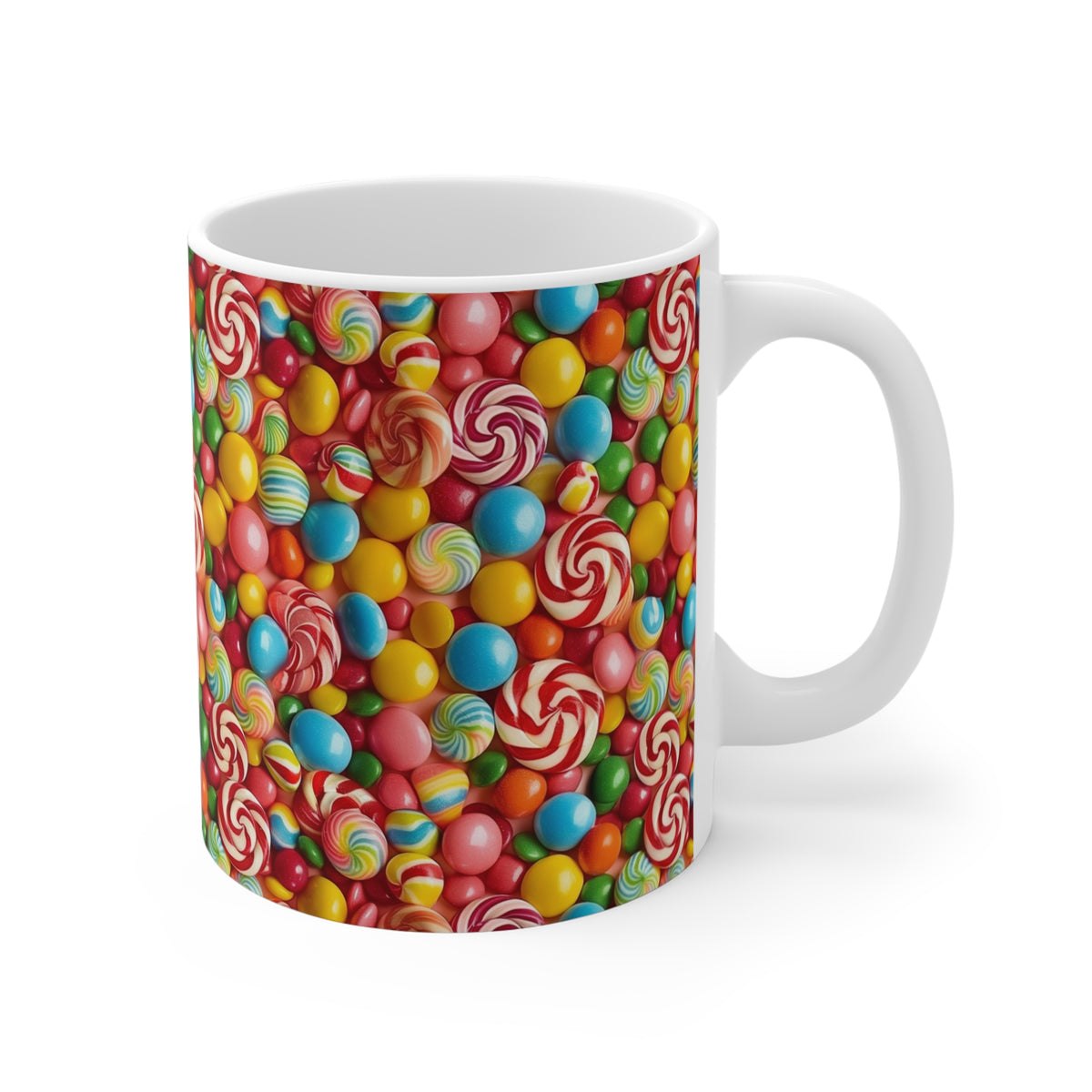 Colorful All-Over Candy Theme Coffee Mug Fun Ceramic Drinkware 486