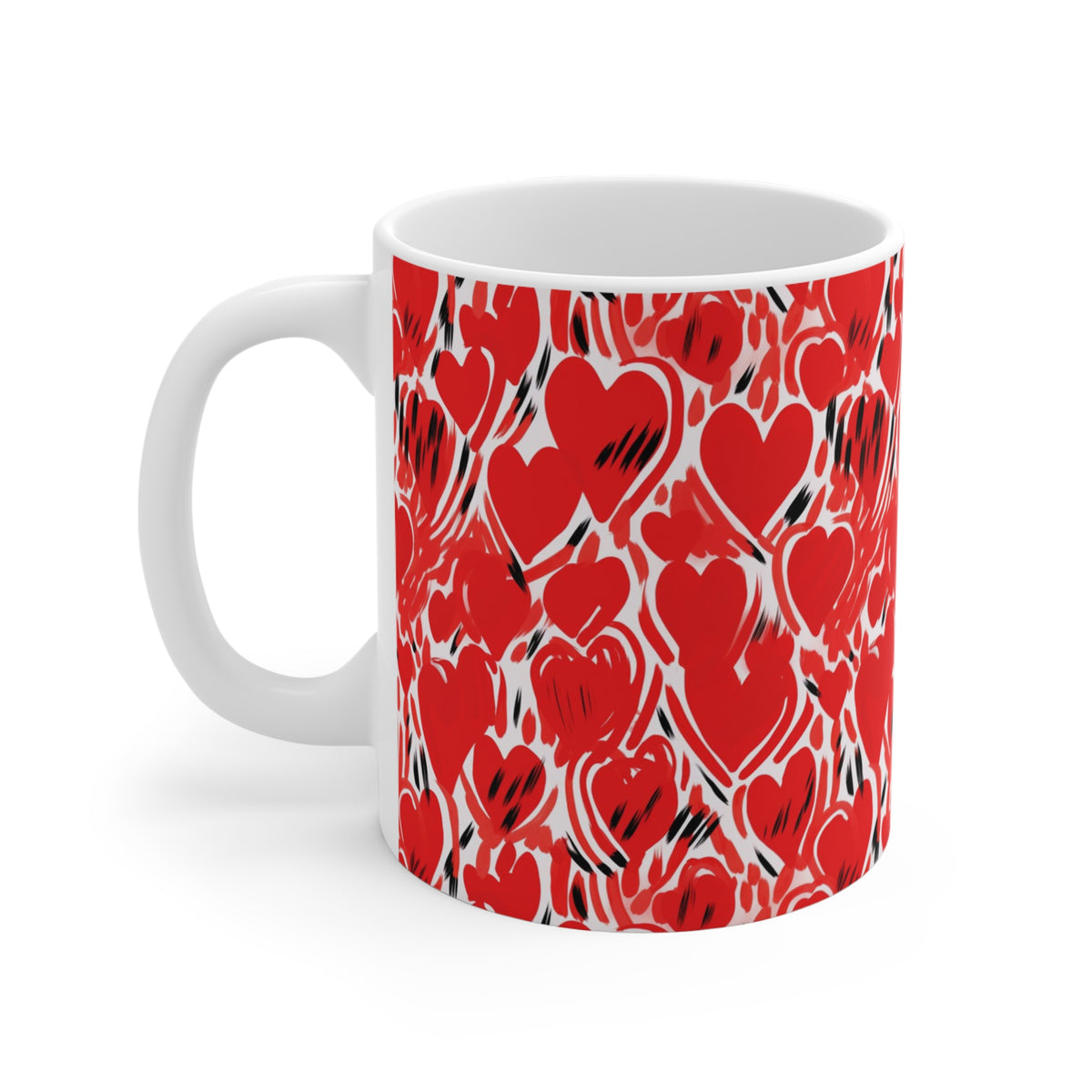 Colorful Heart Design Coffee Mug - Endless Love Pattern Ceramic Cup 848