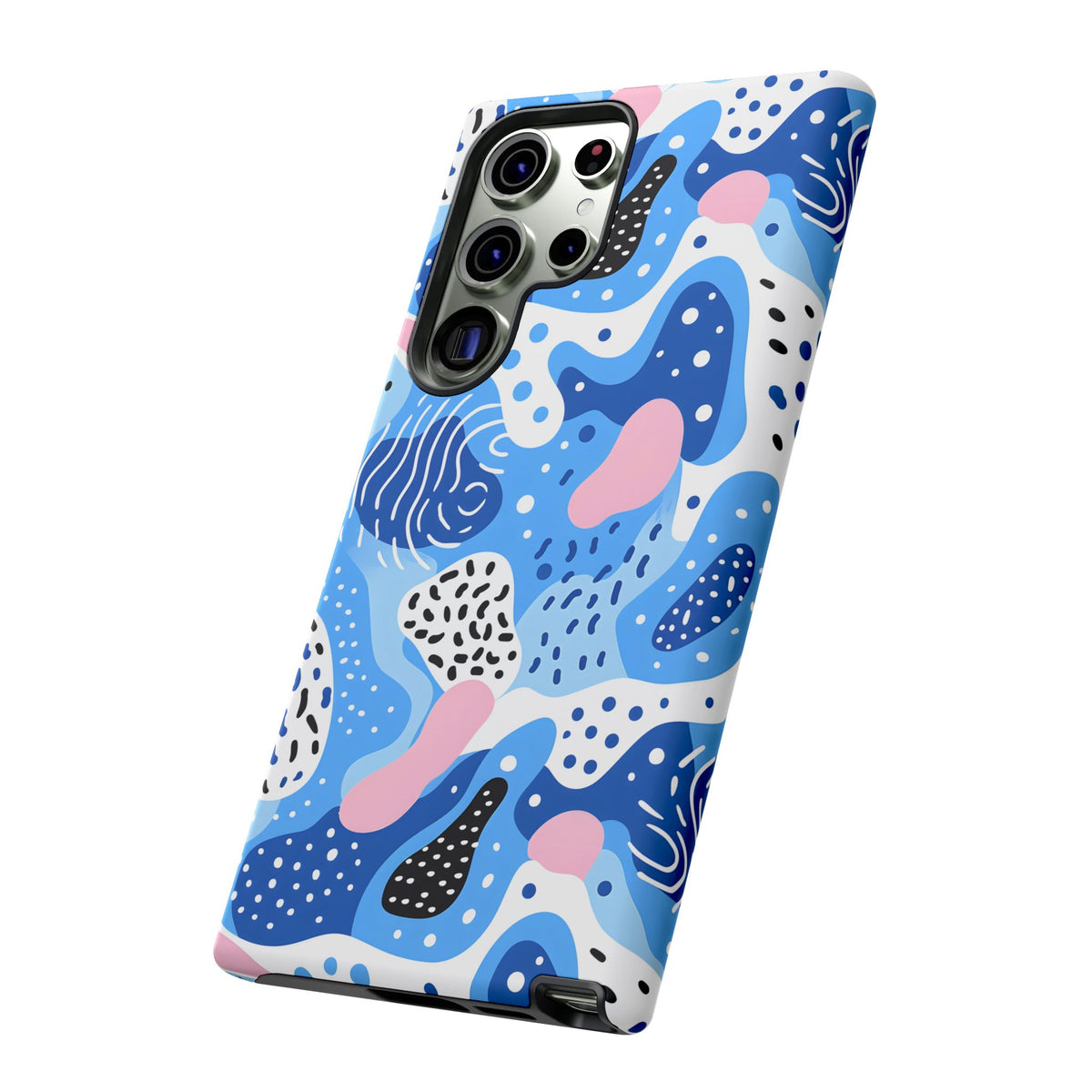 Abstract Baby Blue Memphis Design Phone Case – Sleek and Contemporary Artistry