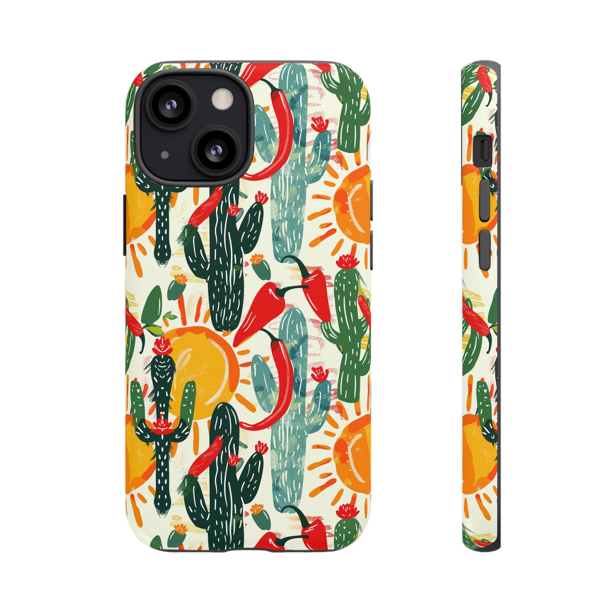 Cactuses, Peppers & Sun Pattern Phone Case – Vibrant Summer Design for Stylish Protection 2