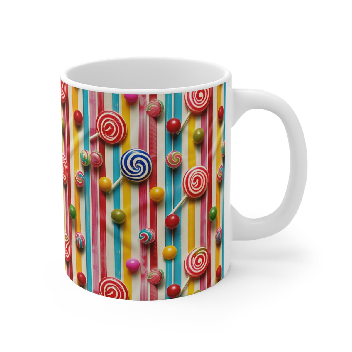 Colorful All-Over Candy Theme Coffee Mug Fun Ceramic Drinkware 483