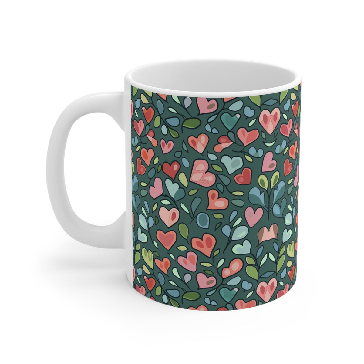 Colorful Heart Design Coffee Mug - Endless Love Pattern Ceramic Cup 573