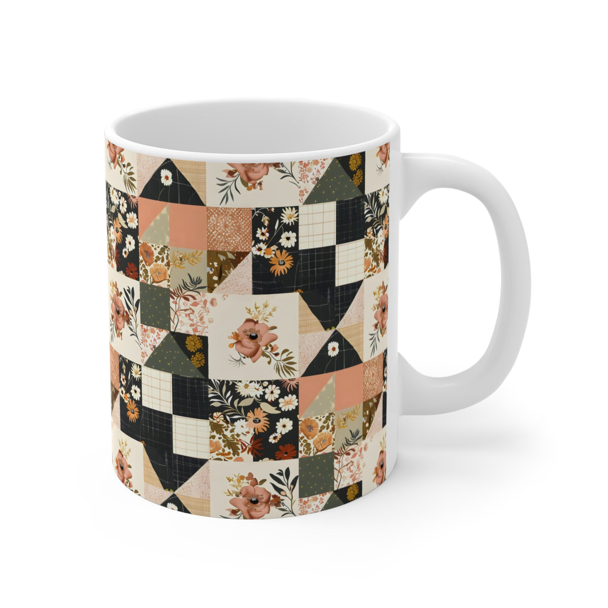 Farmhouse Patchwork Pastel Quilt Pattern Coffee Cup  (10)