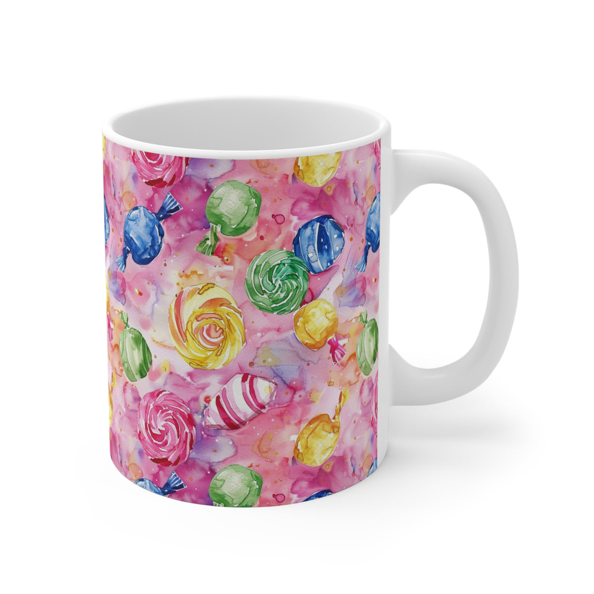 Colorful All-Over Candy Theme Coffee Mug Fun Ceramic Drinkware 378