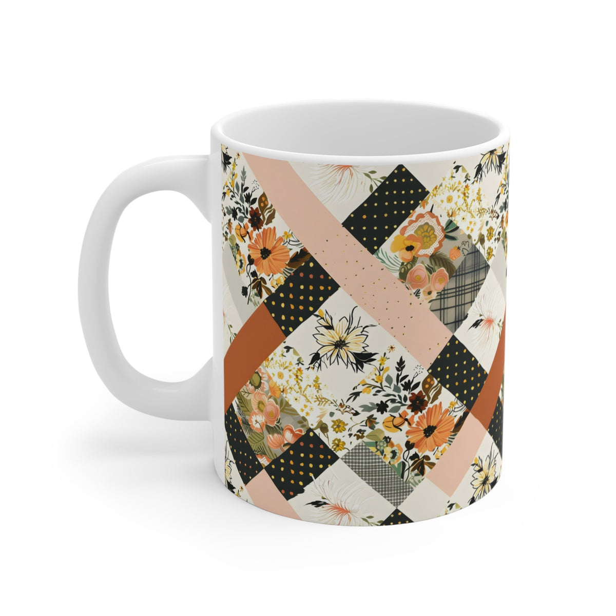 Farmhouse Patchwork Pastel Quilt Pattern Coffee Cup  (2)